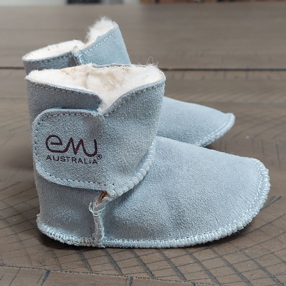 EMU Australia Light Blue Suede Wool Lined Baby Boots 0-6 Months
